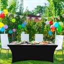 YOUR CHAIR COVERS Rectangular Spandex Tablecloth 6ft Fitted Wedding Event Patio Decorations Elastic Fabric Stretch Cover for Folding Table (Black)
