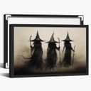 Vintage Halloween Three Witches Posters Witchy Canvas Prints Dark Academia Wall Art Goth Decor Rustic Witch Poster Horror Spooky Moody Aesthetic for Living Room Bedroom Home 8x12inch black framed (8L" x 12W")