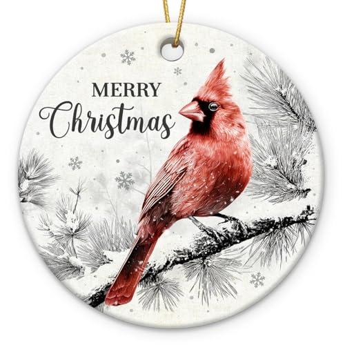 Red Cardinal Christmas Ornament 2025 - Cardinal Gifts for Women Man, Ceramic Bird Ornaments for Christmas Tree Decorations, Cardinals Decor Memorial Gift, Unique Animal Lover Gifts for Friends, Pack Of 7
