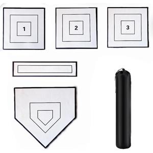Baseball & Softball 5 Piece Base Set with Portable Carrying Bag 3 Throw Down Bases 1 Homeplate 1 Pitching Rubber, Flexible Anti-Slip Weather Resistant Rubber Bases for Yard Games