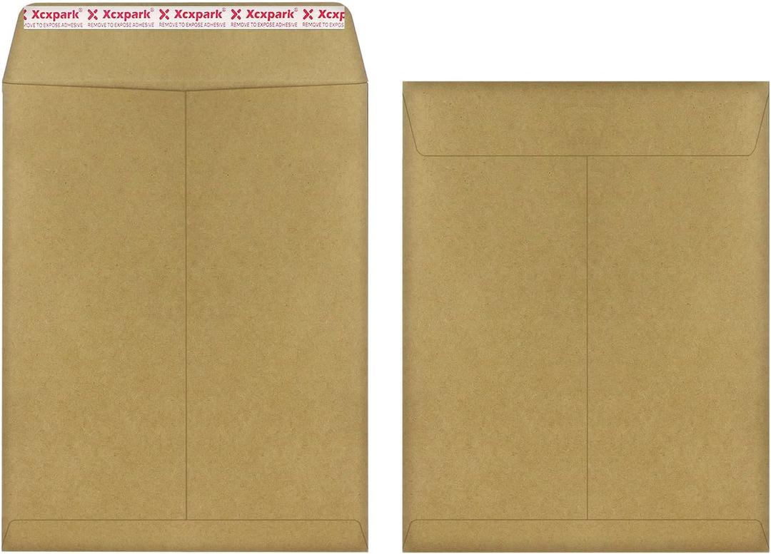 Xxcxpark 120 PCS 9x12 inches Security Catalog Envelopes Printable Self Seal Envelopes, Anti Tear Recycled Kraft Envelopes for Invitation Cards, Pictures, Photos, Documents