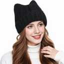 fauson Winter Hats for Women - Knitted Thermal Beanie for Women Skull Cap Womens Winter Hat Valentines Day Gifts for Her (Black)