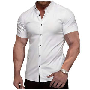 Men’s Slim fit Muscle Dress Shirts Short Sleeve Button Down Shirts for Men XL