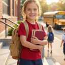 FREELYVE Girls Summer Short Sleeve T Shirts Casual Kids Tops Crewneck Tees Tween Girls Basic Clothes, Red, 14Y