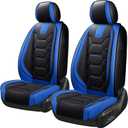 OASIS AUTO Car Seat Covers Premium Waterproof Faux Leather Cushion Universal Accessories Fit SUV Truck Sedan Automotive Vehicle Auto Interior Protector Front Pair (OS-004 Black&Blue)