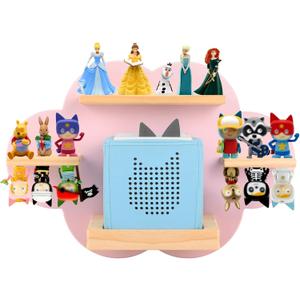 for Tonies Box Organizer Tonie Storage Shelf Wall Mounted, Magnetic Floating Shelves for Toniebox 1/2 Player Tonies Figures Characters, Display Collection 20~30 Characters (Cloud - Pink)