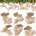 Gerrii 36 Pcs Christmas Wooden Reindeer Ornament for Christmas Tree Vintage Reindeer Decoration Wood Elk Cutouts for Xmas Tree Door Hanging