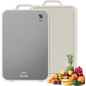 Titanium Cutting Board for Kitchen, Double Sided Cutting Boards Food Grade, 2-in-1 Chopping Boards for Fresh Meat Vegetable, Pure Titanium & PP, Easy to Clean Large Size 1611