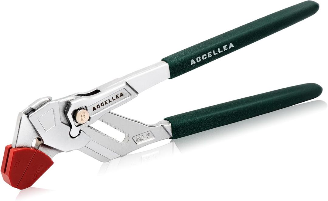 ACCELLEA Pliers Wrench, Tongue and Groove Pliers with Maximum Jaw Opening 2" (52mm), Channel Locks Pliers with Jaw Cover, CR-V Steel Groove Joint Pliers, Non-slip Handle, 10 Inches, Large, Green