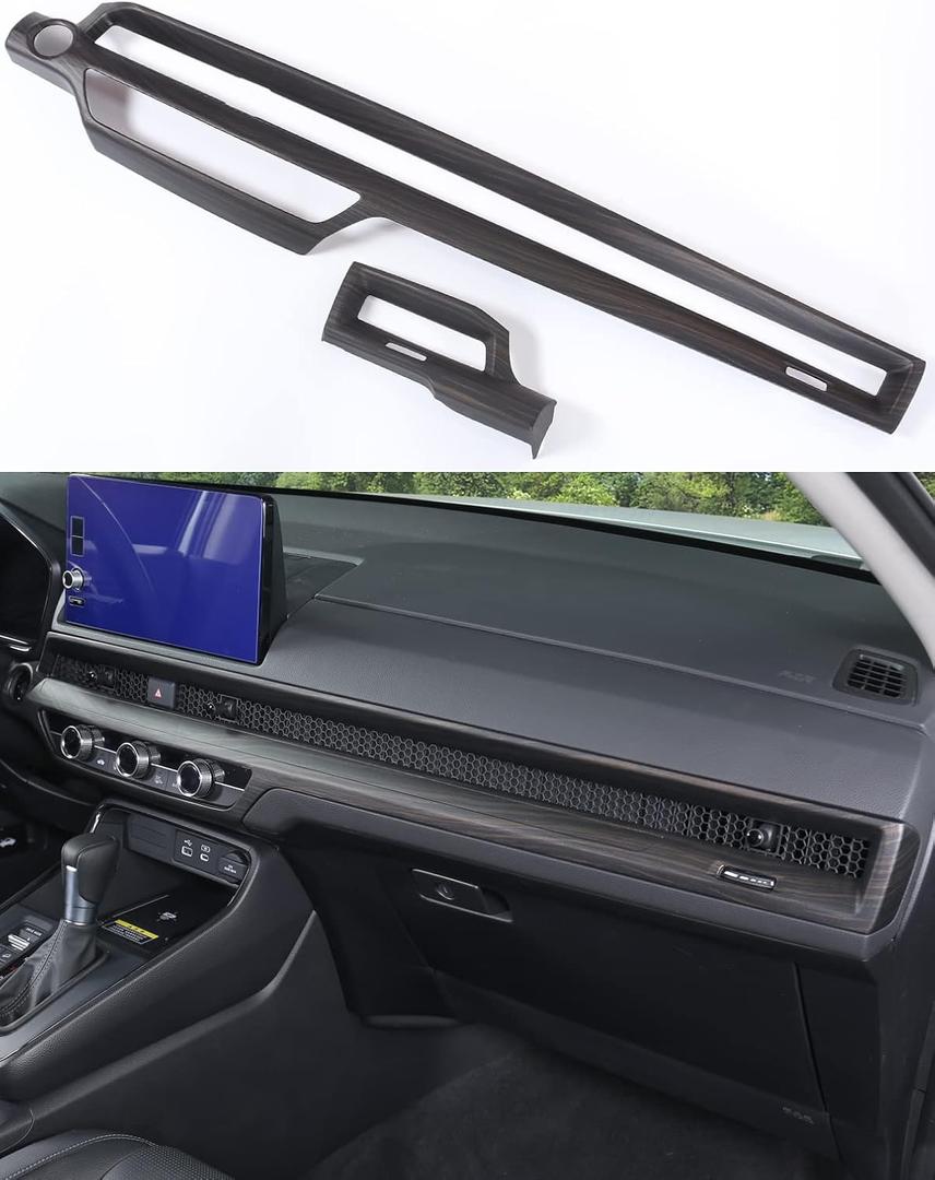 For Honda CRV 2023 2024 2025 2026 Center Console Dashboard Trims, Low-Key Luxurious Wood Grain Interior Front Air Vent Frame Cover Molding for CR-V LX, EX, EX-L, Sport Hybrid, Sport Touring- Wood