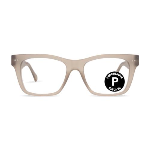 LOOK OPTIC Cosmo Progressive Reader - Stylish Unisex Reading Glasses, Prescription-Quality (1, Taupe)