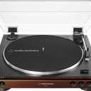 Audio-Technica At-LP60X-BW Fully Automatic Belt-Drive Stereo Turntable, Hi-Fi, 2 Speed, Dust Cover, Anti-Resonance, Die-Cast Aluminum Platter Brown