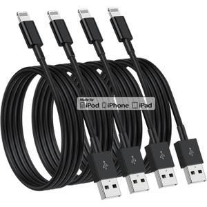 4 Pack [Apple MFi Certified] Apple Charging Cables 3ft, iPhone Chargers Lightning Cable 3 Foot, Fast iPhone Charging Cord for iPhone 14/14Pro/13/13Pro/12/11/11Pro/11Max/ X/XS/XR/XS Max/8, ipad(Black)