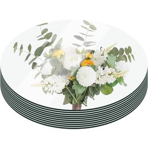 Round Mirror Centerpieces for Tables Decorations, 6PCS 12inch Acrylic Circle Mirror Centerpieces Mirror Tray Candle Plate Centerpiece for Wedding Centerpieces for Table Decorations Wall Decor