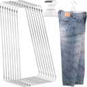 8 Sets Pants Stretcher Wrinkle Free Pants Hangers Hang to Dry Stretchers for Creased Wrinkle Free Slacks Without Ironing (Silvery)