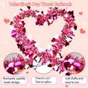 66 Ft Valentines Day Tinsel Garland Shiny Thick Tinsel Valentines Decorations Metallic Twist Foil Red White Rose Heart Ornaments for Anniversary Wedding Parade Floats Indoor Outdoor Decor Supplies
