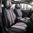 OASIS AUTO Car Seat Covers Full Set, Luxury Stylish Waterproof Faux Leather, Universal Fit for SUV, Sedan, Pick-up Truck, Automotive Interior Protectors (OS-007 Gray)