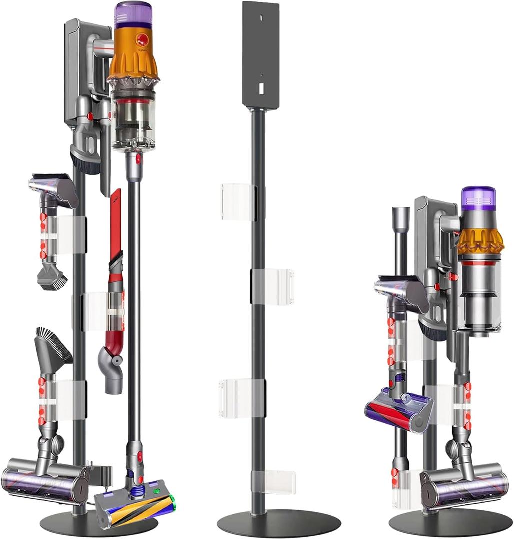 Lasvea Height-Adjustment Vacuum Stand for V7/V8/V9/V10/V11/V12/V15/Gen5,Pure Metal Storage Holder with 4 Secure Clips &Max 9 Accessories,Easy-Access Storage Socking Station