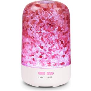 Essential Oil Diffuser, Aromatherapy Diffuser, 100% Natural Himalayan Salt Lamp, Ultrasonic Cool Mist Humidifier 3 in 1 for Small Room Home Office, 7 Colors Changing LED Night Lights,120ml, (Pure White)