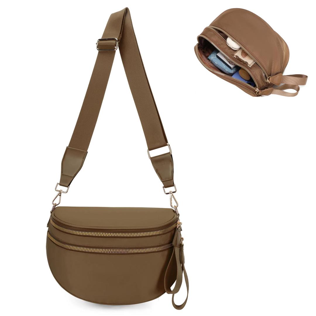 Checkered Crossbody Bum Bags for Women, Nylon Sling Bags with Shoulder Strap, Large Capacity Checkered Purse Bag