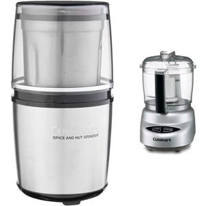 Cuisinart SG-10 Electric Spice-and-Nut Grinder, Stainless/Black & DLC-2ABC Mini-Prep Plus 24-Ounce Food-Processors, 3 Cup, Brushed Chrome and Nickel