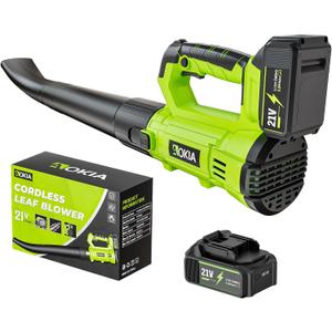 Aokia Leaf Blower, 21V Electric Cordless with Battery and Charger - 6 Speed Mode Handheld Powered Air Blower - Lightweight Leaf for Lawn Care, Patio Cleaning, Blowing Leaves and Dust (Lime Green)