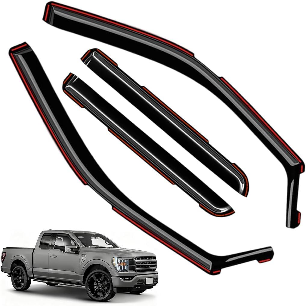 Window Visors Rain Guards FIT 20212025 Ford F150 SuperCrew in-Channel Vent Deflectors 4PC Set All-Weather