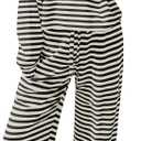 MISSACTIVER Women's Striped 2 Piece Lounge Set Casual Long Sleeve T-Shirt Drawstring Wide Leg Pants Matching Pajamas Set (Black Beige), S