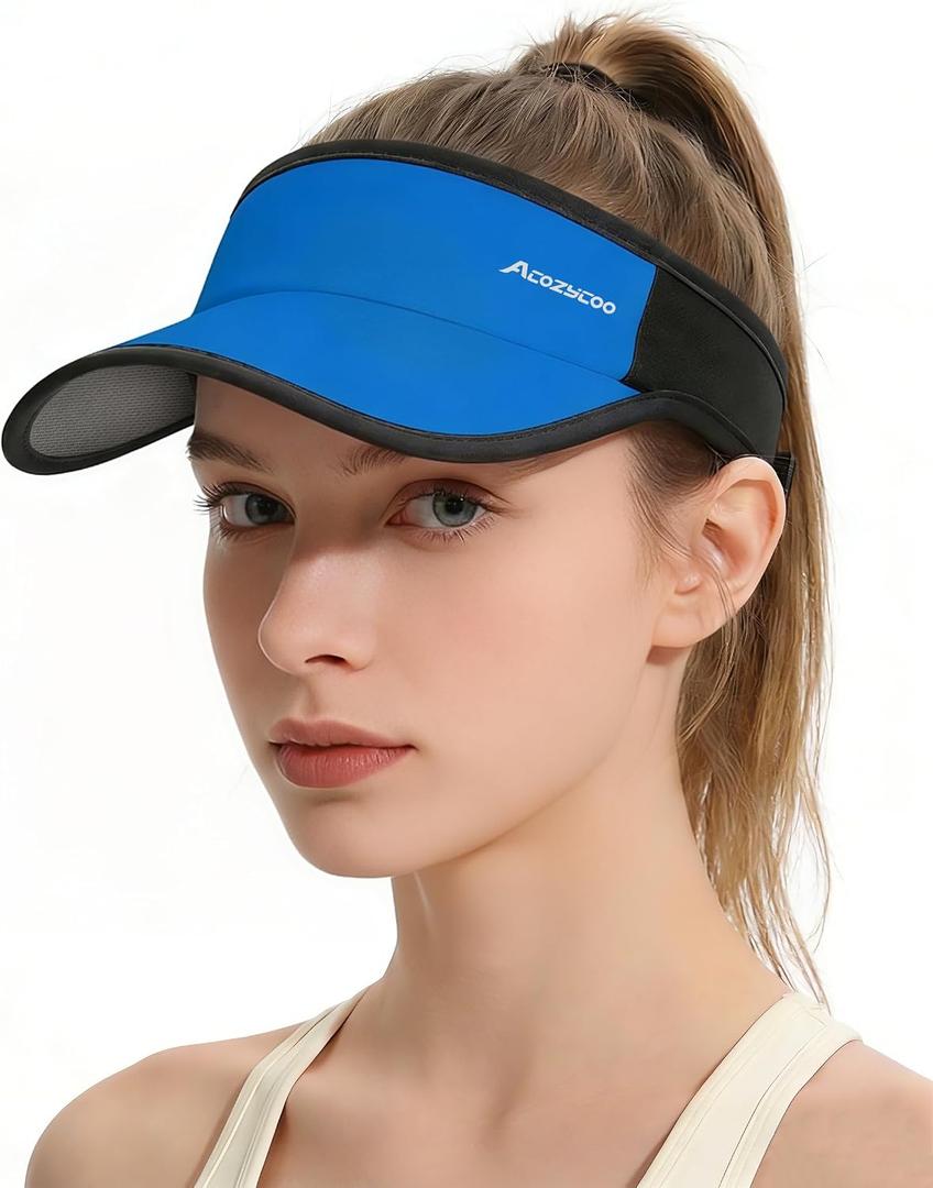 Acozycoo Sports Sun Visors for Women Men, Hard Brim UV Protection Visor Hat, Cooling Cap for Golf Tennis Running