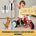 Silver Ice Bucket with Stand, large Champagne Ice Bucket 1.32 gal, Stainless Steel Ice Bucket, 3Ft Tall Ice Bucket for Cocktail Bar Parties