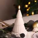 White Christmas Tree Flameless Candles with Remote, Real Wax Flickering Xmas LED Decorative Candles Set of 2