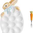 Mud Pie Easter Bunny Deviled Egg Platter and Serving Fork Set (White)