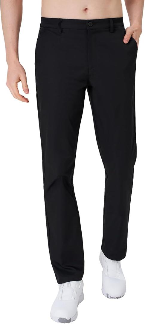 Men's Business & Casual Dual-use Trousers, Golf Pants Straight Leg, Multi-Pocket Design. (Black)