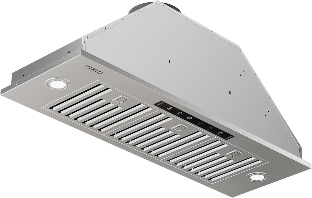 VIKIO HOME Built-in/Insert Range Hood 36 Inch, 980 CFM Hood Vent for Kitchen, Ducted/Ductless Convertible Duct, Stainless Steel Kitchen Vent Hood with Gesture & Touch Control, 3 Baffle Filters