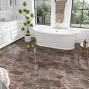 12" x 12" Peel and Stick Floor Tiles Waterproof, Polish Taupe Marble Self Adhesive Vinyl Flooring for Bathroom, Kitchen, Living Room, RV, Vinyl Floor Tiles Cover 10 Sq.Ft, 10-Pack, Glossy Brown