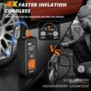 Tire Inflator Portable Air Compressor - 4X Faster Inflation, 150PSI Air Pump for Car Tires with Digital Pressure Gauge/LED Light, Portable Tire Inflator for Car, Moto, Bike, Ball, etc (Black & Orange)