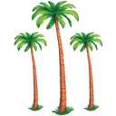 Beistle Jointed Palm Trees - 3 Pack, Cardstock Paper Palm Tree Cutouts, Hanging Wall Decorations for Luau, Tropical Hawaiian Beach Party, Summer Event Dcor, Photo Backdrop, Two 4 & One 6