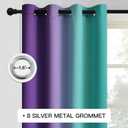 COSVIYA Grommet Ombre Room Darkening Curtains 63 inches Length for Kids/Girls Bedroom, Polyester Light Blocking Teal and Purple Gradient Window Drapes/Curtains for Living Room,2 Panels, 52x63 inches