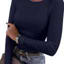 ANRABESS Women Long Sleeve Shirts Rib Knit Slim Fit Tops Basic Tee 2025 Fall Outfits Casual T-Shirt Underscrubs Layer Clothes (Medium, Navy Blue)