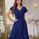 DRESSTELLS Women's Cocktail Dresses 2026, Formal Wedding Guest Prom Party Evening Graduation Hi Low Dress (Blue, XXL)