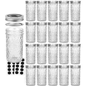 VERONES Mason Jars 12 OZ, Canning Jars Jelly Jars With Regular Lids, Ideal for Jam, Honey, Wedding Favors, Shower Favors, 20 PACK