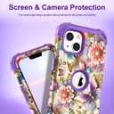TEECOVER for iPhone 13/14 Case, Heavy-Duty Shockproof Full Protection Hard Plastic Bumper + Soft Silicone Rubber Protective Case for iPhone 13/14-6.1-Inch, Purple Butterfly