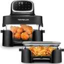 4-in-1 Portable Glass Air Fryer Cooking System, 1500W, 6.3QT & 4.4QT Glass Containers with Storage Lids, Microwave, Freezer & Dishwasher Safe