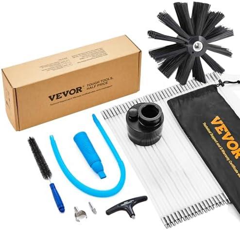 VEVOR 40 FEET Dryer Vent Cleaner Kit, 29 Pieces Duct Cleaning Brush, Reinforced Nylon Dryer Vent Brush with Complete Accessories, Dryer Cleaning Kit with Flexible Lint Trap Brush, Clamp Connectors Missing Couple Items