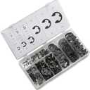 NEIKO 50455A E-Clip Assortment Set | 300 PCS, 9 SAE Sizes, Heat Treated External Retaining Clips, 1/16" - 7/8 Inch | High Carbon Steel Circlip Kit, Anti Walk Washers, Retaining Rings
