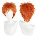 ANOGOL Hair Cap + Short Orange Wig Men Women Ginger Male Wig Cosplay Anime Short Ginger Hair Orange Synthetic Wigs for Halloween Leprechaun Costume St. Patrick's Day Party Parade