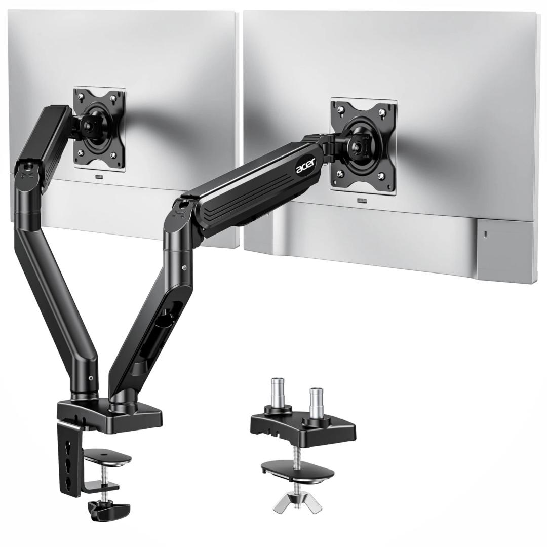 Acer Dual Monitor Arm Computer Desk Arm with VESA Mounts for 17–32″ Black