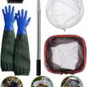 LemonRoad 4-in-1 Pond Cleaning Kit with Nets, Brush, Gloves, 6.8 ft Pole