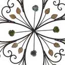 KUWIVO Lechesis 24" Metal Flower Scroll Wall Art Decor Sculptures with Rust Leaf for Living Room Bedroom