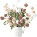 Floroom 9pcs Taupe Beige Mix Faux Silk Mums Artificial Flowers, Bulk Fake Small Mini Chrysanthemums with Stems for DIY Wedding Centerpieces Floral Arrangements Vase Fillers Home Decorations